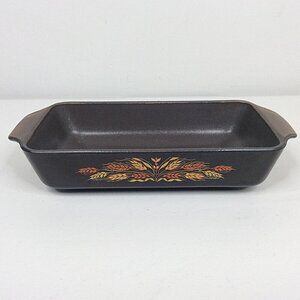 Vintage Anchor Hocking Teflon Amber Wheat Ovenware Loaf Pan Casserole Dish 60s